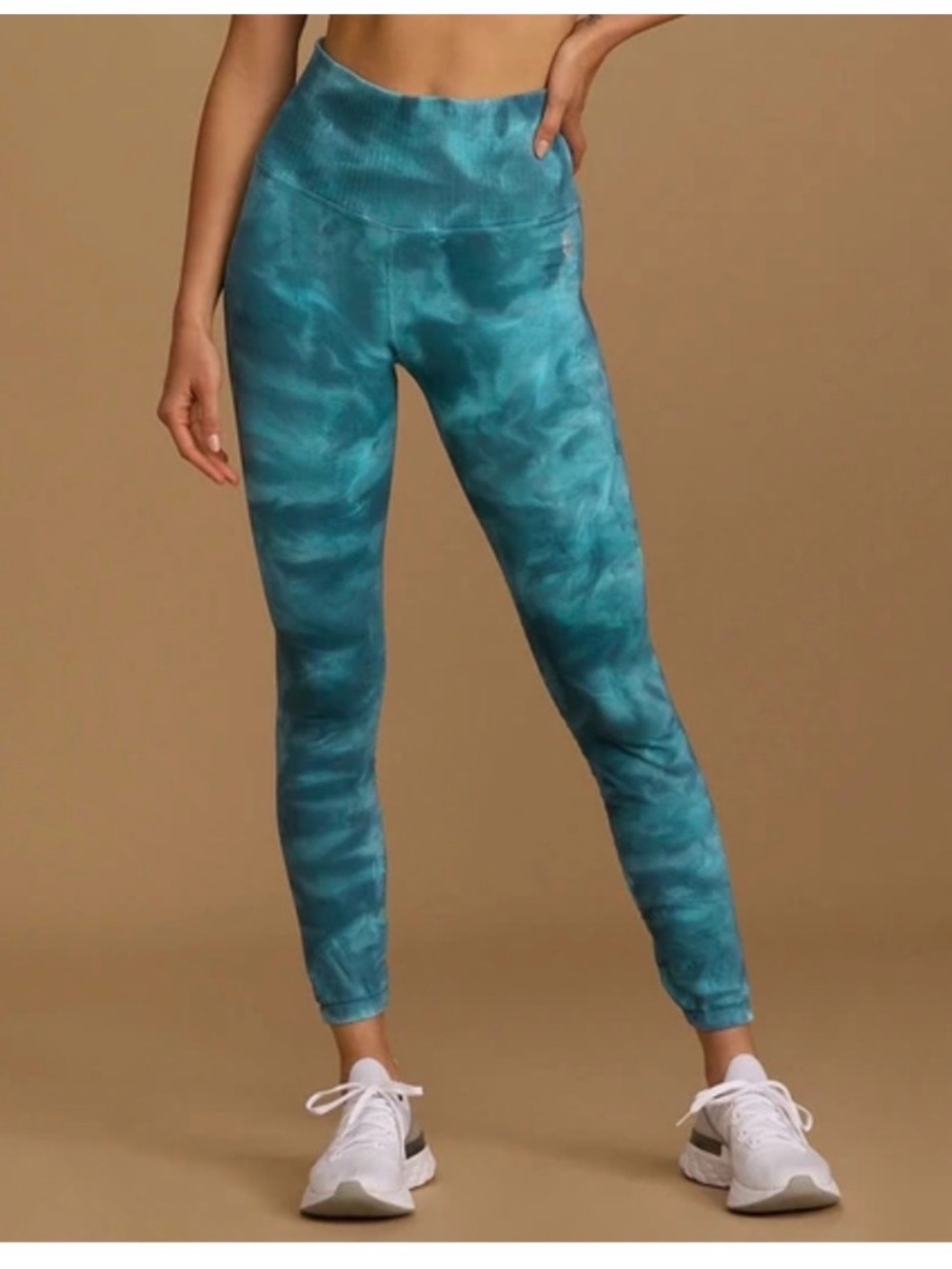 FP Movement High-Rise Tie-Dye Leggings - teal/ peacock colorway, sz m-l, euc